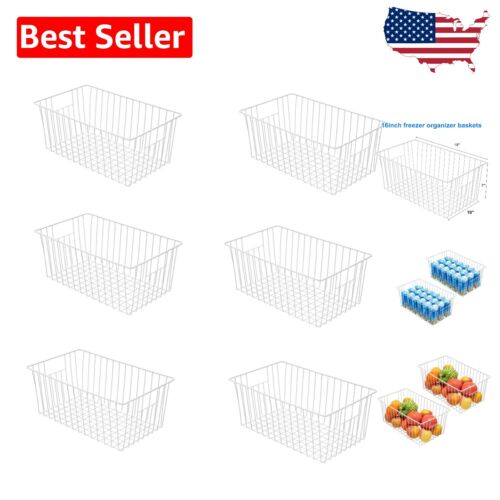 Multi-Purpose 16in Storage Bins - Stackable Wire Baskets for Home Organization