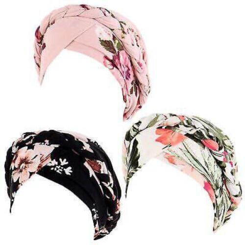 3Pcs Women Printed Turban Hat Head Wraps Chemo Cap Cancer Hat Hair Loss Headwear