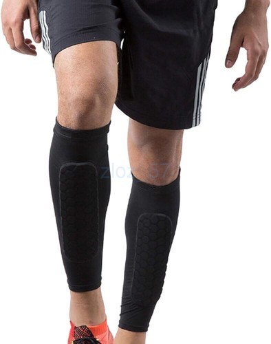 AU HOT 2PCS Soccer Shin Guards Calf Compression Sleeve Honeycomb Pads Breathable - Bild 4 von 22