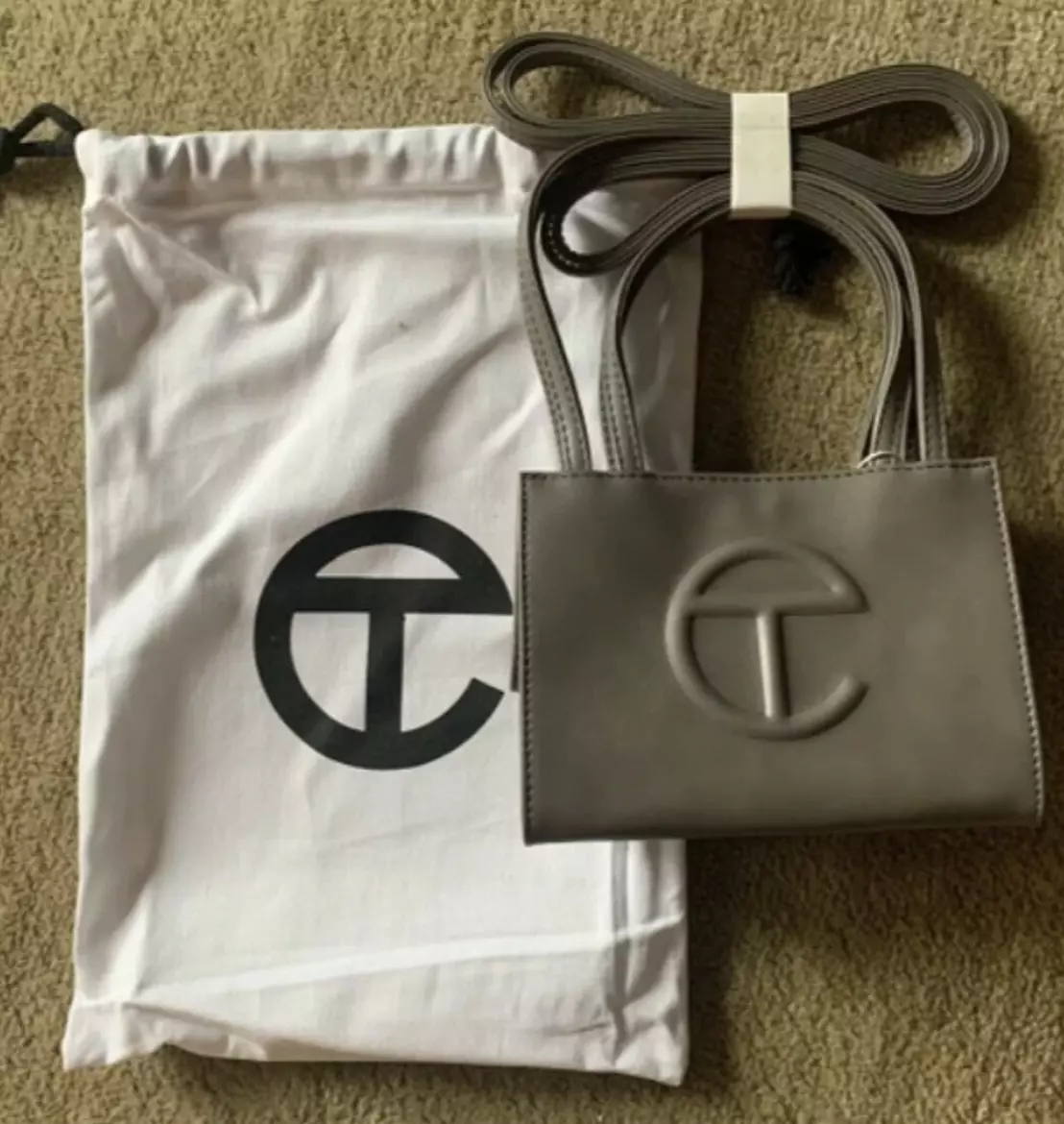 Telfar small grey shopping bag sales