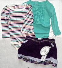 KOALA BABY 3 piece set aqua/purple/white floral/stipes size NEWBORN