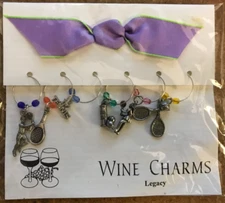 Card of 6 Tennis Wine Charms