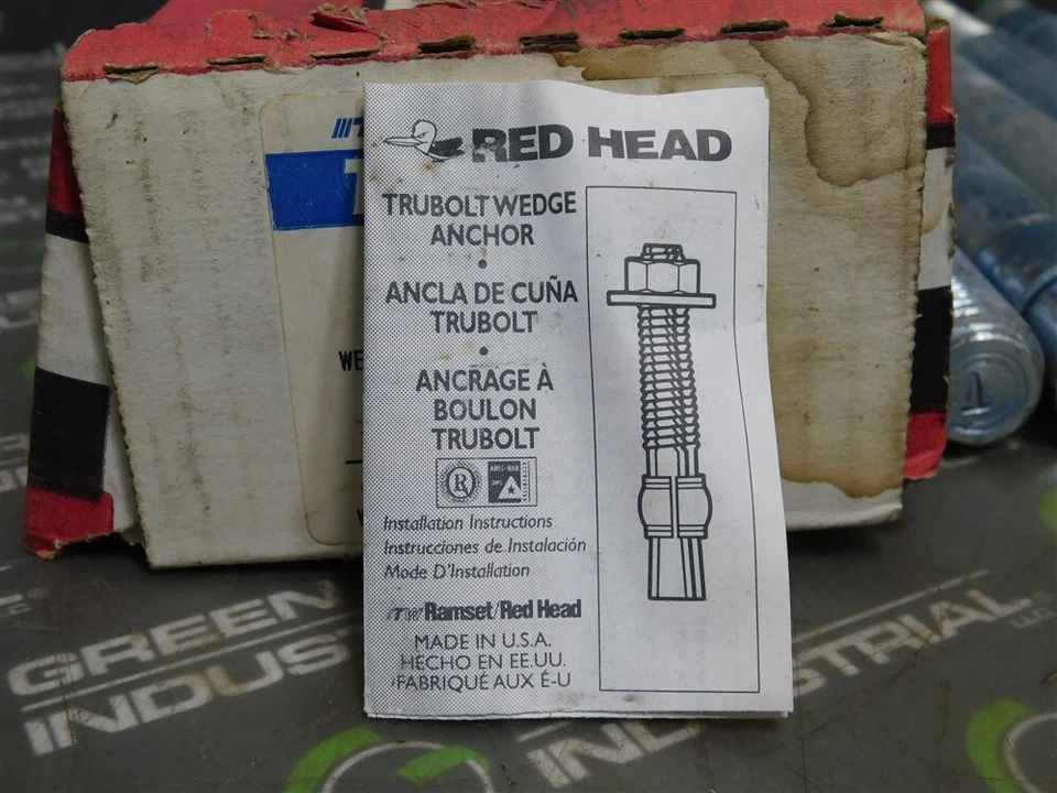 NUEVO Caja de 5 anclajes de cuña TruBolt de cabeza roja Ramset/TW 1 X 12 taladro tamaño 1" Foto 3 de 4