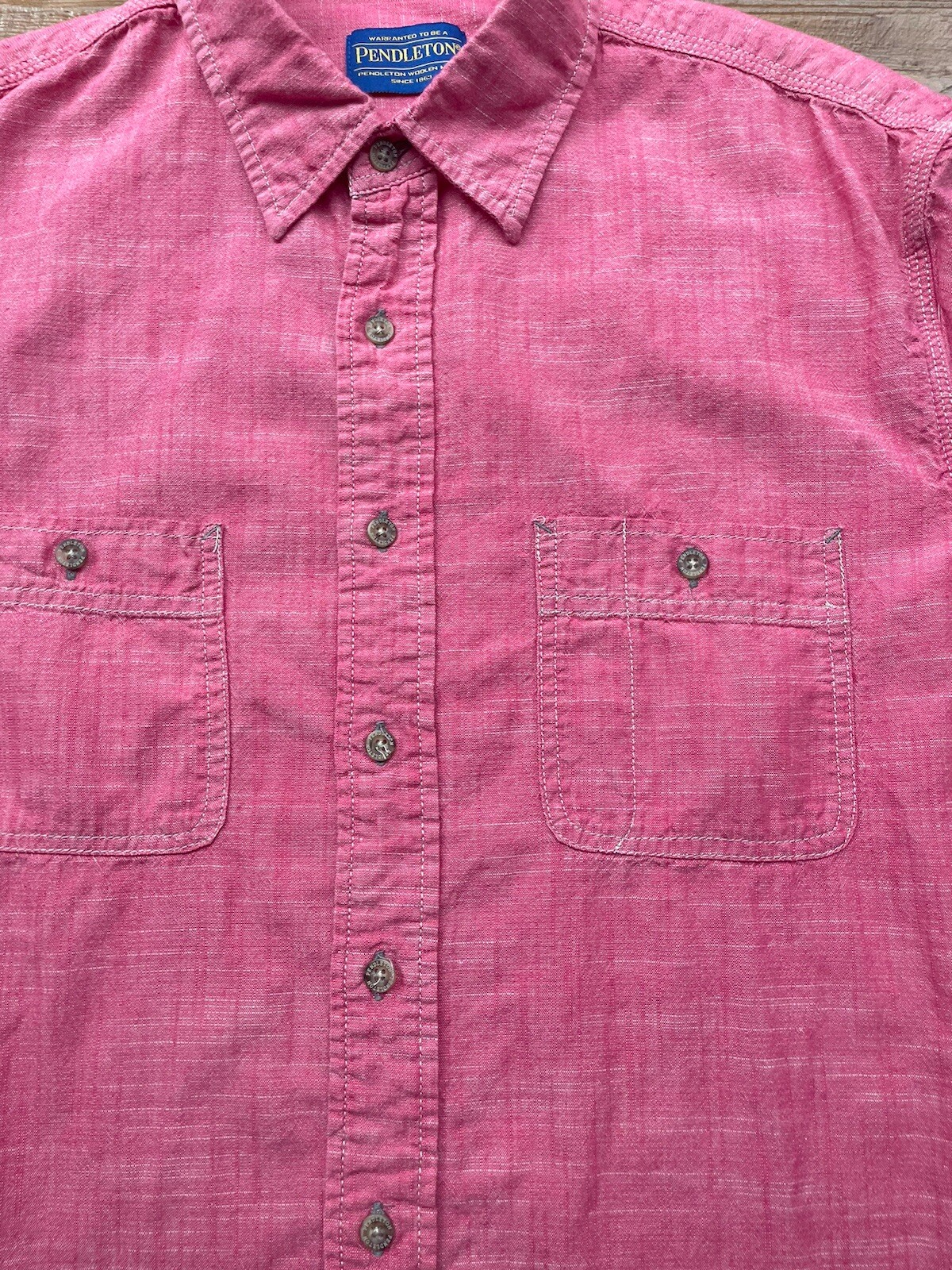Pendleton Berkeley Shirt Red Chambray Short Sleev… - image 3