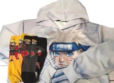 Naruto Uzimaki Hoodie Front Back Print Anime, Blue, Size Med Large, bonus, Set 2