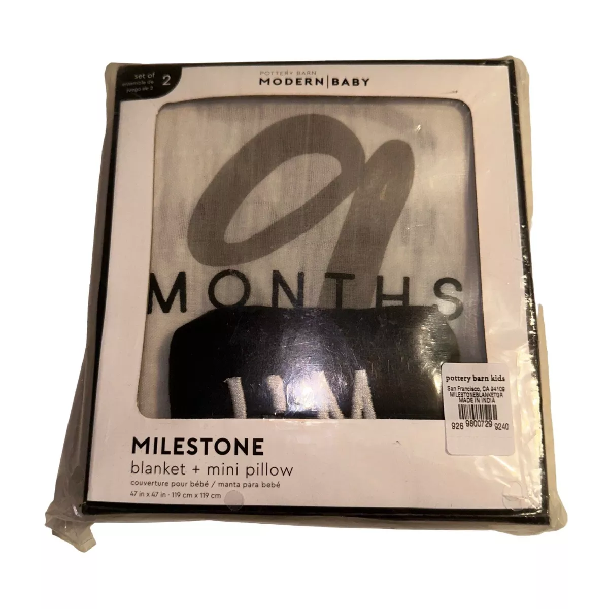 Pottery Barn 9 Months Blanket and Mini Pillow Milestone Photo Opp New in Box
