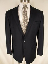 Hickey Freeman Lindsey Mens Navy 2 Btn Sport Coat 42L USA Made Current