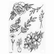 Waterproof Temporary Tattoo Sticker Lotus Rose Pattern Water Transfer Fake Tatoo