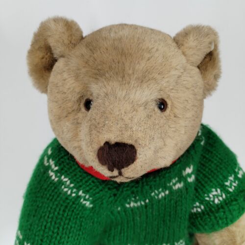 Gund Vintage 1982 Plush Jointed Teddy Bear 12 Inches Heavyweight Green Sweater - Picture 4 of 12