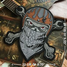 Racing Skull Chopper Biker Motorcycle Iron on Embroidered Large Back patch XL