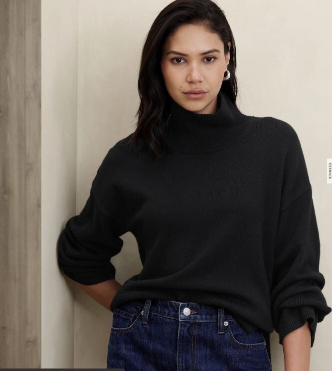 バナナマン ニットクルーネック ブラック Banana Republic Factory Women's NWT LONG TURTLENECK SWEATER Med