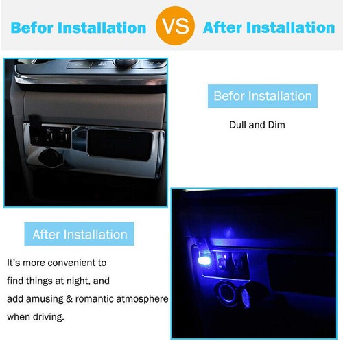 2x Purple Mini USB LED Car Auto Interior Light Neon Atmosphere Ambient Lamps New - Picture 6 of 8
