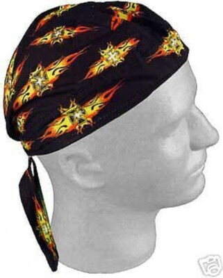 Skull Flame Punk Rock Bandana Head Wrap Hat Cap Amazon.com: Hiphopville Blue Purple Green Flame Skull Cap  main image 2
