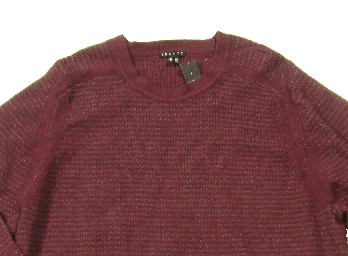 Theory Menu0026#039;s Pomegranate Multi Aster Cashwool Crew-Neck Pullover  Sweater | eBay