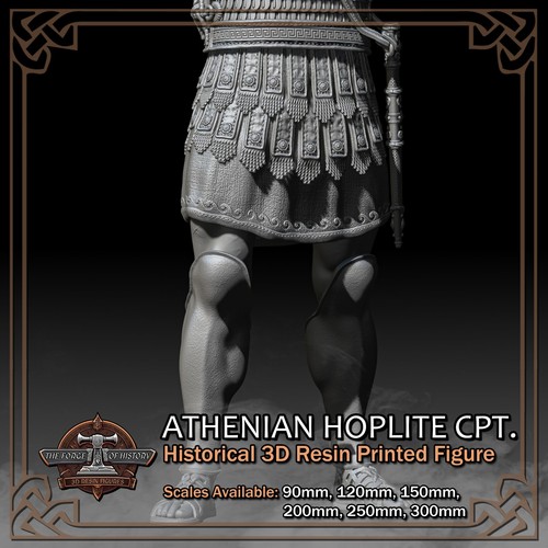 Greek Athenian Hoplite Captain - 3D Resin Print Figure Kit - Scale 90mm to 300mm - Picture 12 of 16