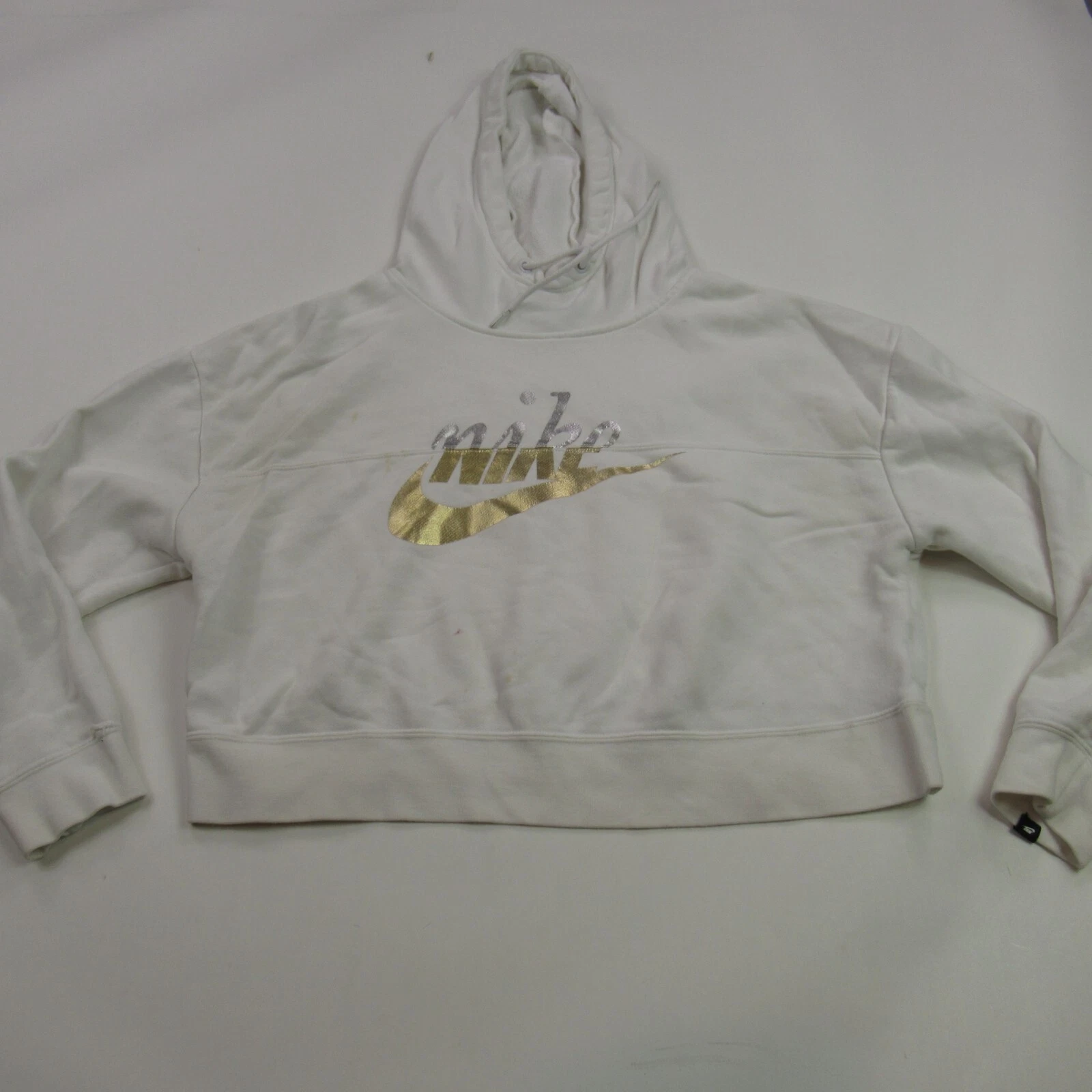 Nike Hoodie Womens Medium White Long Sleeve Lightweight Pullover Hood