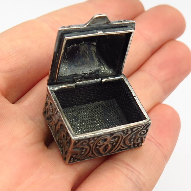 925 Sterling Silver Ornate Design Pill Box eBay