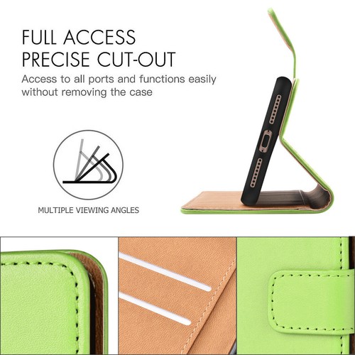 REAL LEATHER WALLET STAND CASE CARD POCKET FOR IPHONE 7/8/11/12/13 Pro Max/14/15 - Picture 28 of 37