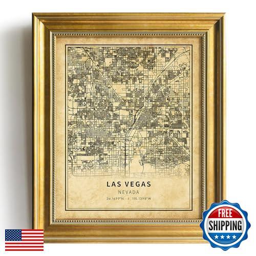 Las Vegas Vintage Poster - Las Vegas City Map Wall Art - Las Vegas Street Tra