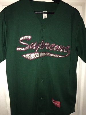 supreme snake script logo baseball jersey