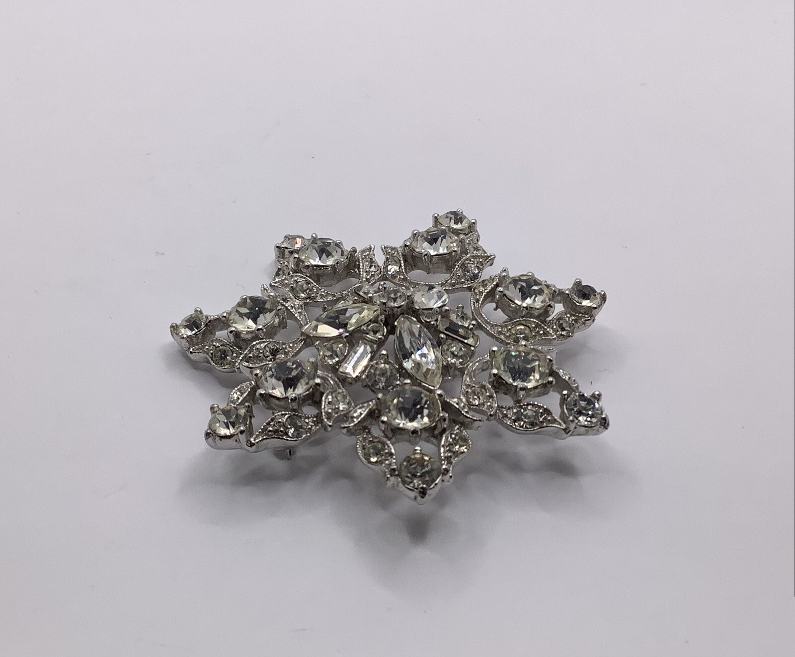 Vintage Signed Bogoff Silver Tone Clear Rhineston… - image 9