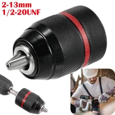 Keyless Drill Chuck Metal Heavy Duty 1/2-20 UNF Threaded 2-13mm Capacity AU