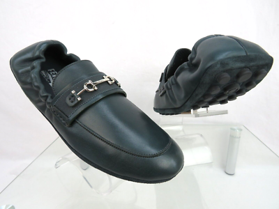 FERRAGAMO ASTURE GREEN LEATHER GANCINI BIT MOCCASIN DRIVING  display picture 3
