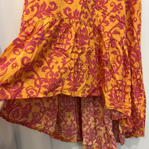 Anthropologie Abel The Label High Low V Neck Maxi Dress Orange Pink Size Medium - Picture 8 of 13