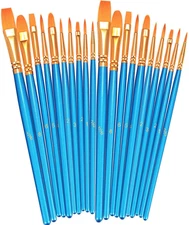 Paint Brushes Set, 2 Pack 20 Pcs Round-Pointed Tip Nylon Hair Artist Acrylic Pai