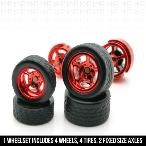 1/64 Scale 5 SPOKE DRAG SKINNY v2 Real Rider Wheels Rims Tires Set for Hot - Picture 13 of 17