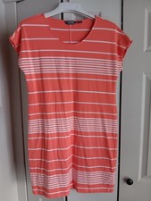 Lands' End Swim Cover Up Dress Womens Sz SMALL Striped Coral EUC Jo 