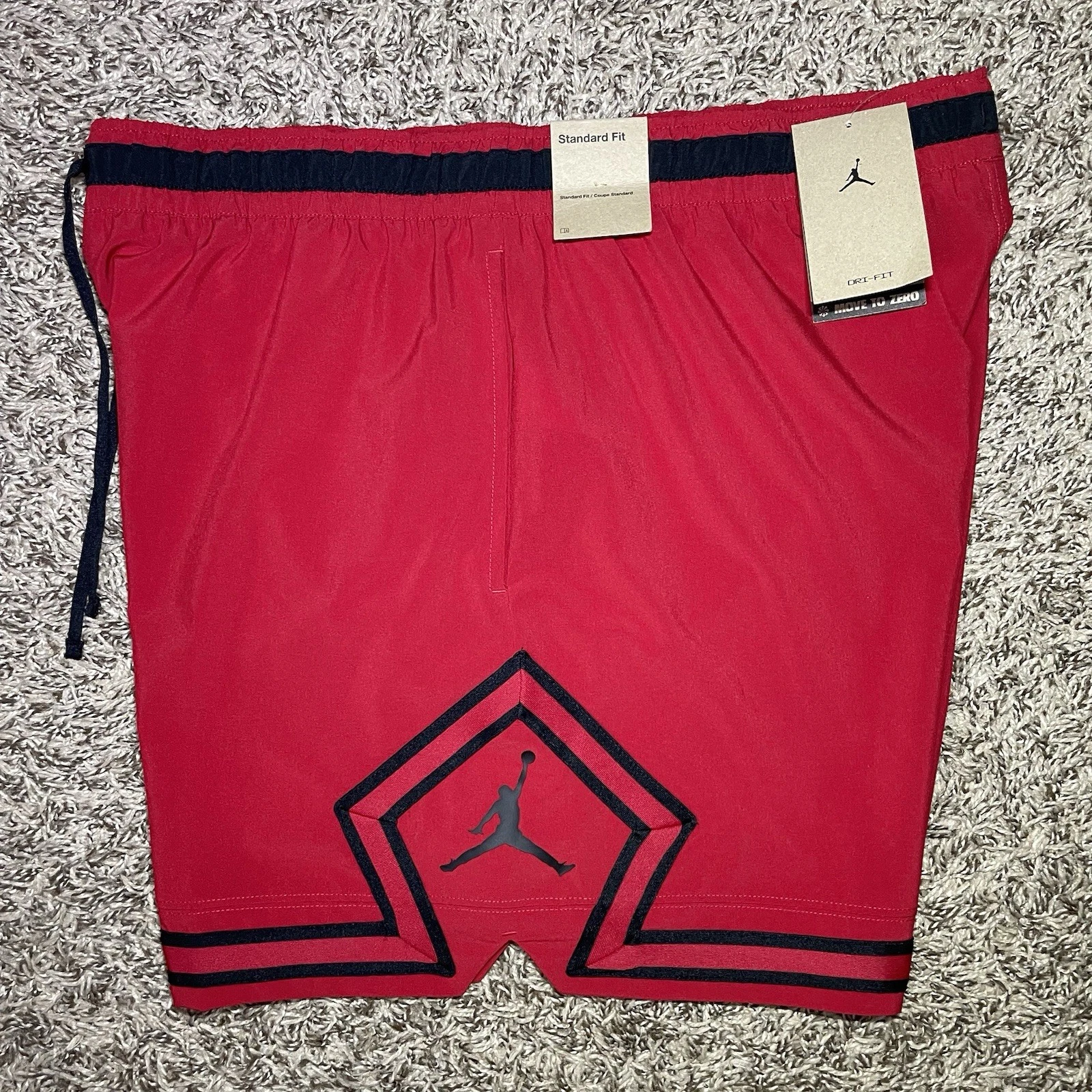 Nike Air Jordan Dri-Fit Woven Diamond Basketball Shorts Mens Size XL Red Black