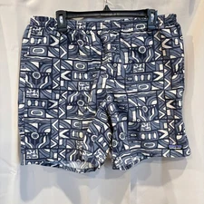 Patagonia Mens Swim Trunks Shorts Large Geometric Funky Beachy Lined Logo 19373