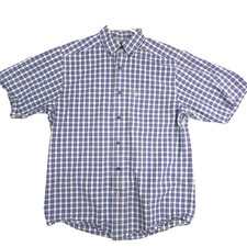 Men  s Ariat Pro Series Short Sleeves Plaid Button Up In White Blues Size Small