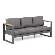 Aoodor Patio Furniture 3 Seater Aluminum Sofa Couch Deep Seat Conversation Set