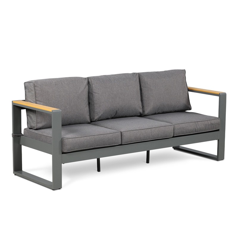 Aoodor Patio Furniture 3-Seat Aluminum Sofa Couch Deep Seat Conversation Set