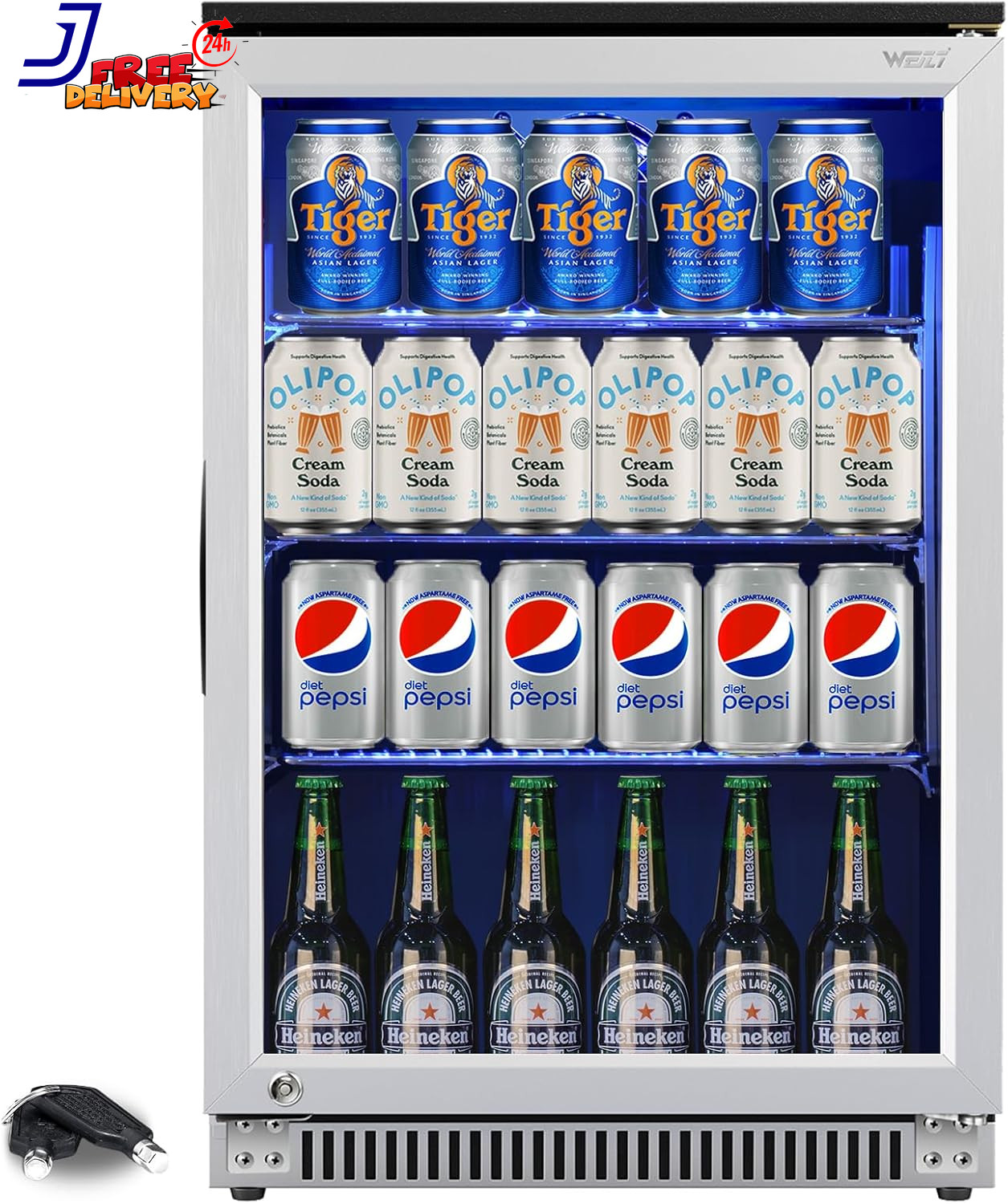 20 Inch Built in Beverage Refrigerator with Lock under Count