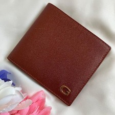 Gucci Bifold Wallet G Motif Bill Compartment Card Case Genuine Leather Brown