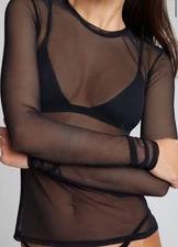 Negative Underwear Fete Long Sleeve Top Small NWT Black