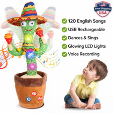 Dancing Cactus Repeat Talk Sing Glow Interactive Plush Toy for Kids  USB  USA