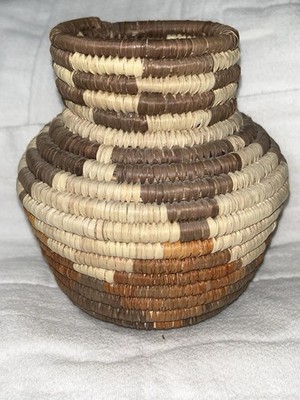 Woven Coil Basket Vase Artisan Woven Coil Basket Vase 4-3/4  Tall
