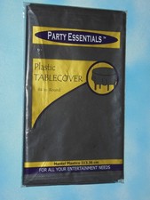 Party Essentials PLASTIC TABLECOVER - 84" Round - Black - Brand new 