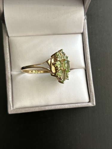 Nachlass 10k Gelbgold Peridot Blume Ring Größe 8,5 - 3,28 Gramm - Bild 5 von 8