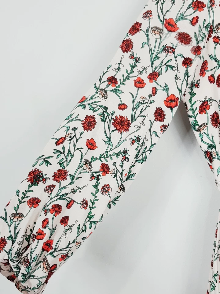 KOOKAI Womens Size EUR 34 or 6 Floral Print Long Sleeve Silk Dress DEFECT - Image 4 of 4