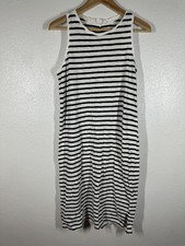 Gap Dress Womens Medium Black White Stripe Sleeveless Tank Cotton Casual Summer