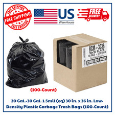 20 Gal.-30 Gal. 1.5mil eq 30 in. x 36 in. Low-Density Plastic Garbage Trash Ba