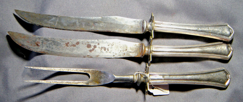 INTERNATIONAL SILVER INS532 Sterling Handled Small 3-Piece Steak Carving Set