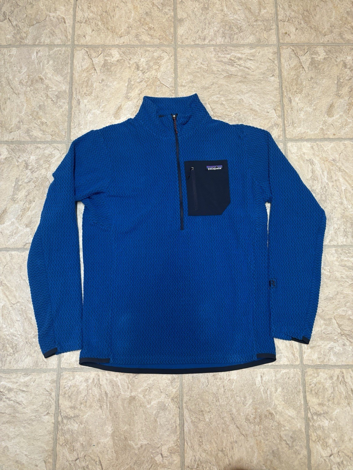 Patagonia Hombre R1 Air Medio Azul 1/2 Cremallera Cuello Regulador Ligero