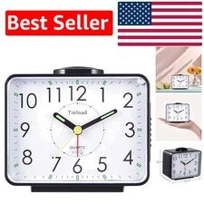 Compact Loud Alarm Clock - Twin Bell Design, Silent Operation for Peaceful Sleep