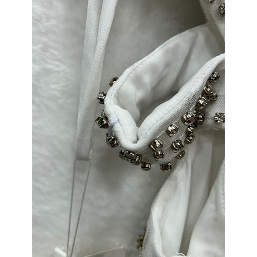 Mac Duggal 10873 White Beaded Sleeveless High Neck Cut Out Gown Size 4 AS IS - Picture 17 of 23